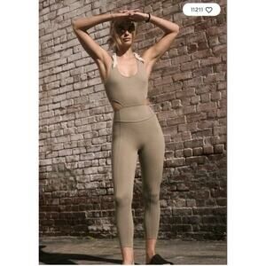 Free People Movement Back it Up- Romper Sage Beige Size S